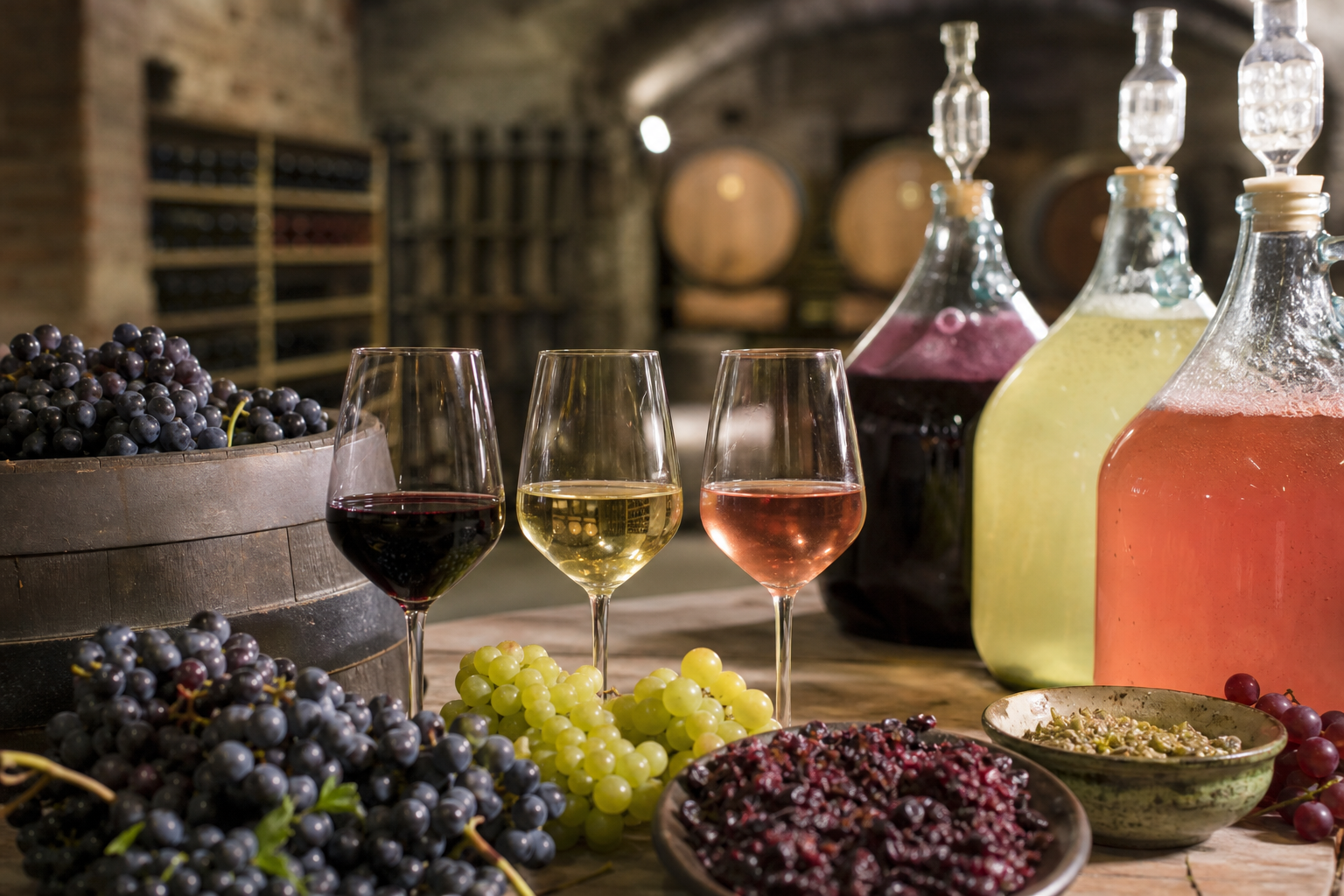 La différence entre vin rouge, blanc et rosé