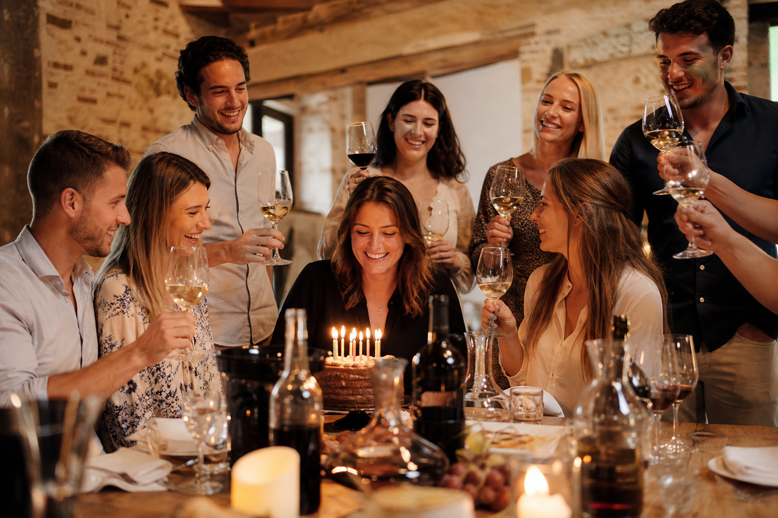 Enterrement de vie de garçon, anniversaire ou soirée en famille avec une dégustation de vin
